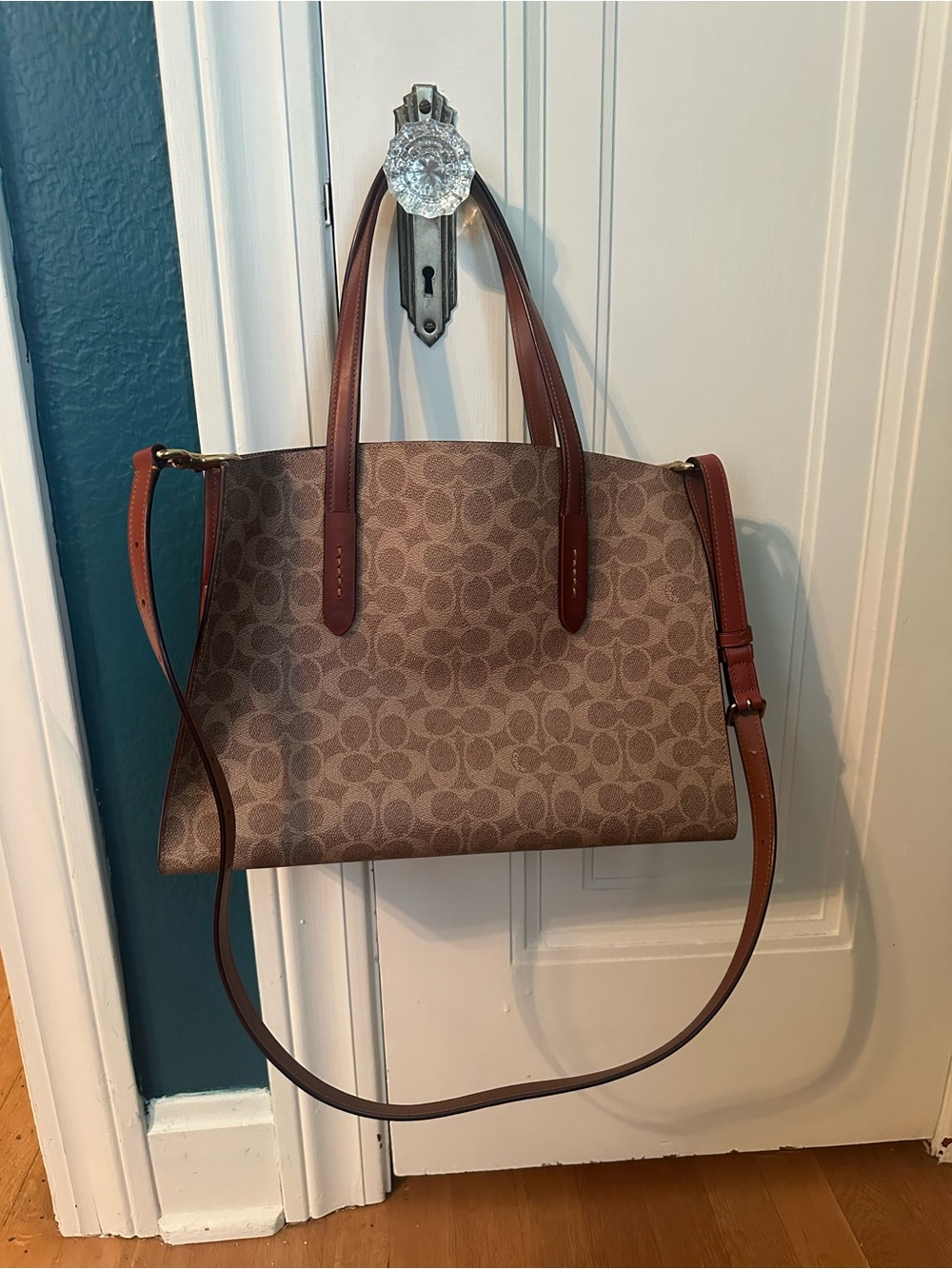 Coach Signature Canvas Tote in Brown with Dark Brown Leather Handles - Picture 5 of 5